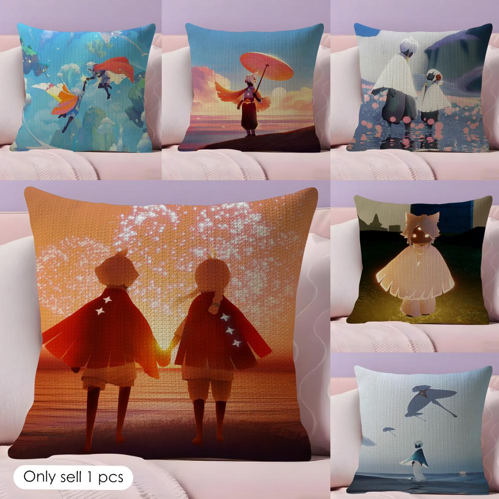 Game Sky ChilDRen of the LLight Cushion Cover Natural Linen Organic Fabric DoubleSided Printing Couch Pillow Covers Home Decor