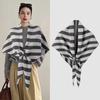 Women Knitted Shawl Wrap Striped Print Cardigan Cape Wool Cashmere Scarf Comfortable Ladies Accessory