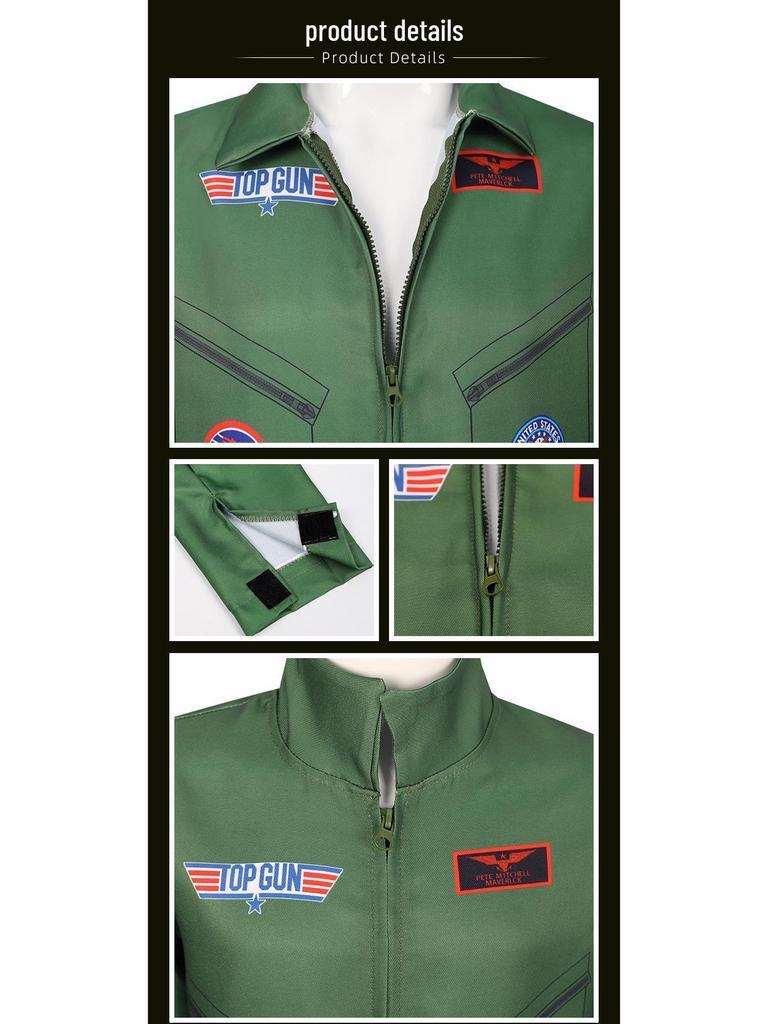 Армейский зеленый костюм пилота Top Gun на Хэллоуин для вечеринок и выступлений