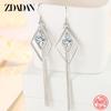 925 Sterling Silver Long Tassel Dangle Earrings For Women Fashion Wedding Jewelry Gift