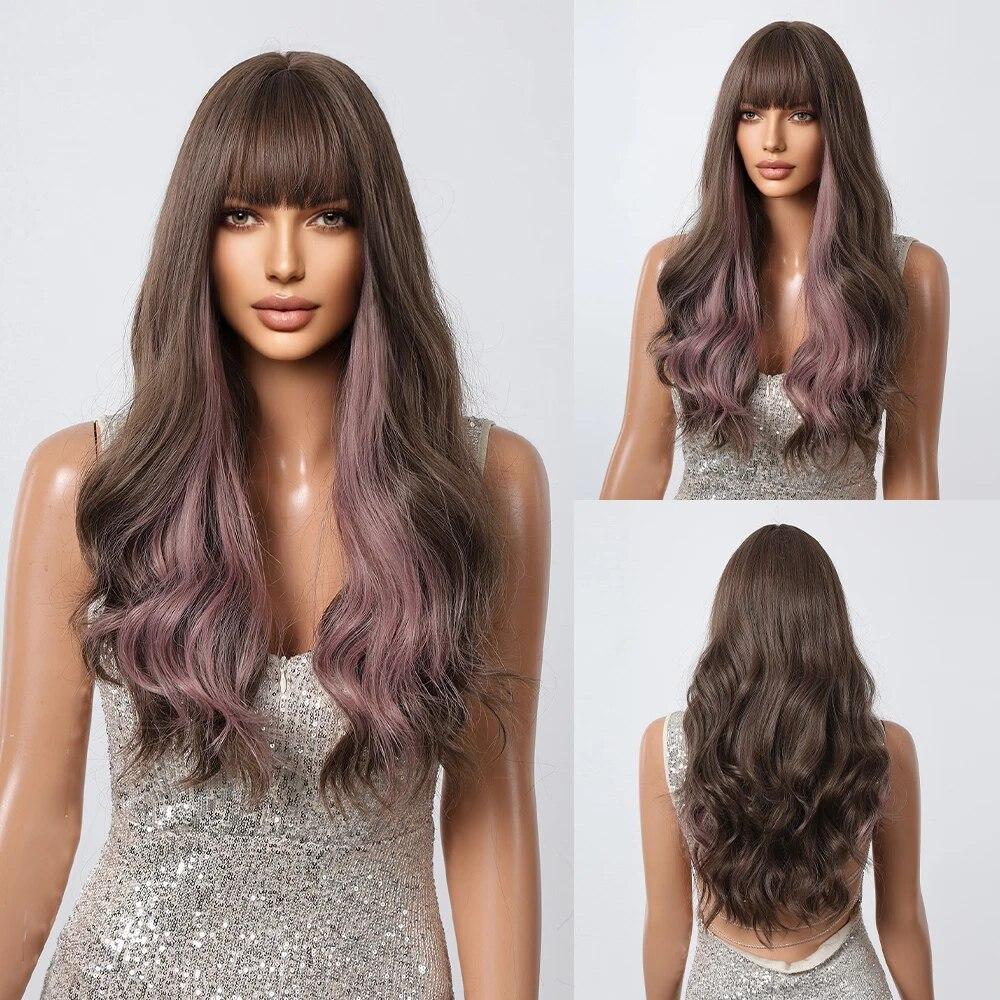 Длинные светлые синтетические парики с глубокой волной и челкой, парики из вьющихся волос для женщин, ежедневные парики, термостойкие