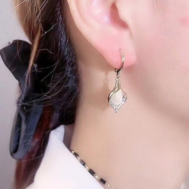 Серьги-капли из серебра S925 с кошачьим глазом, модные висячие украшения 2023
