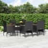 VidaXL Garden Dining Set with Cushions 7 Pcs Black, Outdoor Dining Set, Table and Chair of 3156641