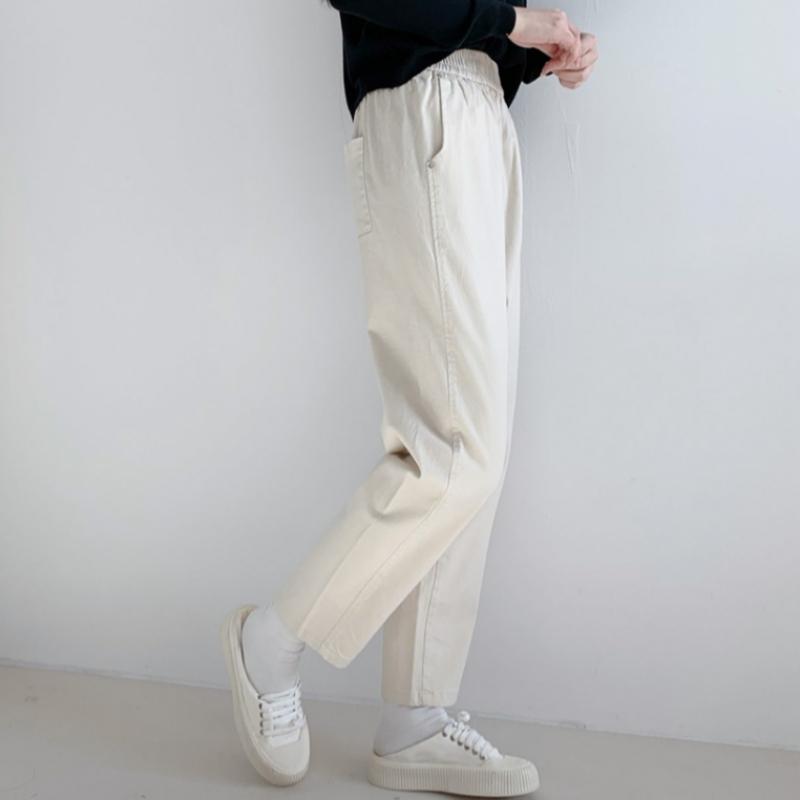 Shop Women Diagonal Spring Loose Fit Cotton Stretch Pants 21ds Wpt 11807 Z