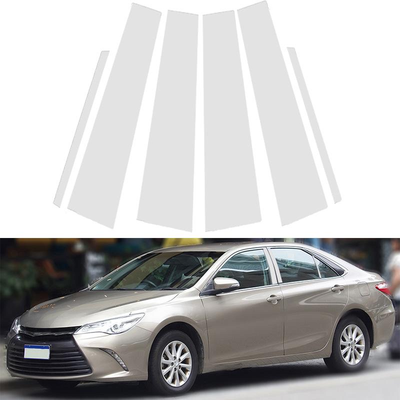 6Pcs Silvery Car Door Window Pillar Posts Trim Cover Sticker For Toyota Camry 2012 2013 2014 2015 2016 2017 BC Column Parts