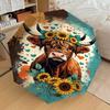 1PC Cow Sunflowers Automatic Open/Close Umbrella Compact Folding Umbrella with 8-Rib Shaft lightweight esign, Highquality Fabric1152A