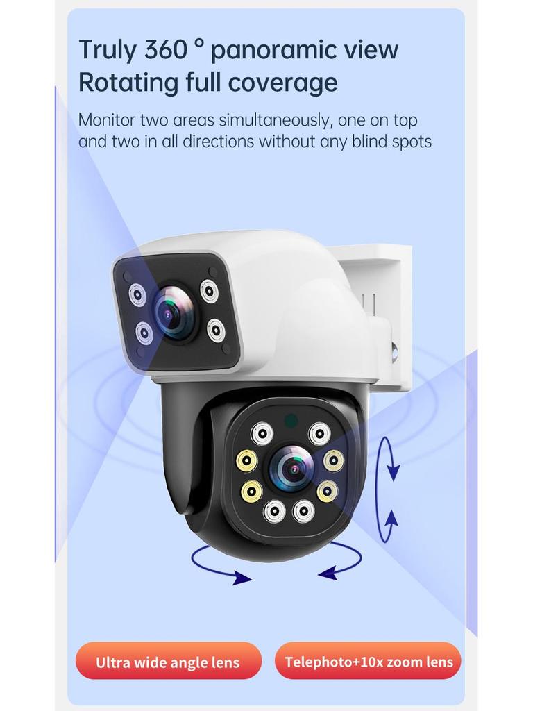 360° Dual Lens Wireless Waterproof Outdoor Surveillance Dome Camera