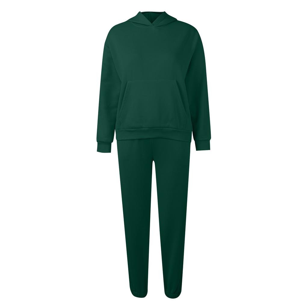 Женский однотонный спортивный комплект с капюшоном и длинными рукавами, домашние брюки, комплект для бега