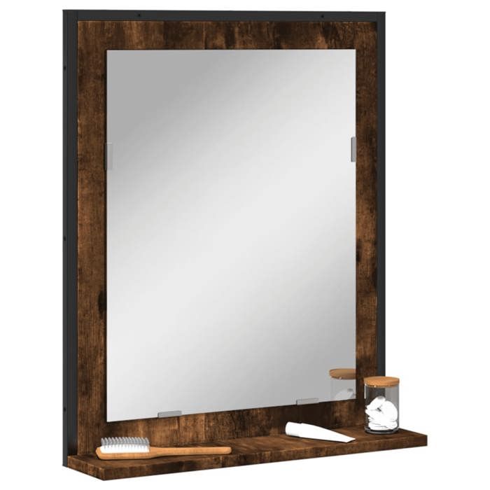 VidaXL Bathroom Mirror with Shelf, Makeup Mirror, Cosmetic Mirror, Vanity Mirror, Modern, Oak 842418