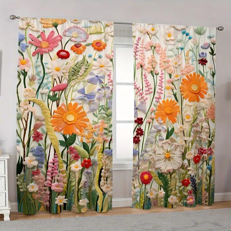 2 штуки - Шторы с классическим искусством и растительным принтом, шторы с кулиской для карниза, украшение дома, украшение комнаты