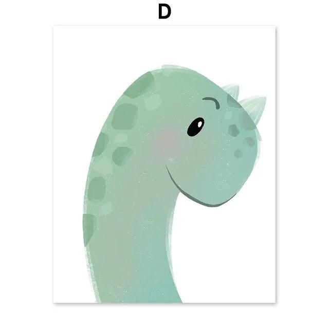 Nordic Lovely Nursery Cartoon Art Canvas Painting Alphabet Animals Dinosaur Posters Picture Nursery Kids Room Wall Home Decor