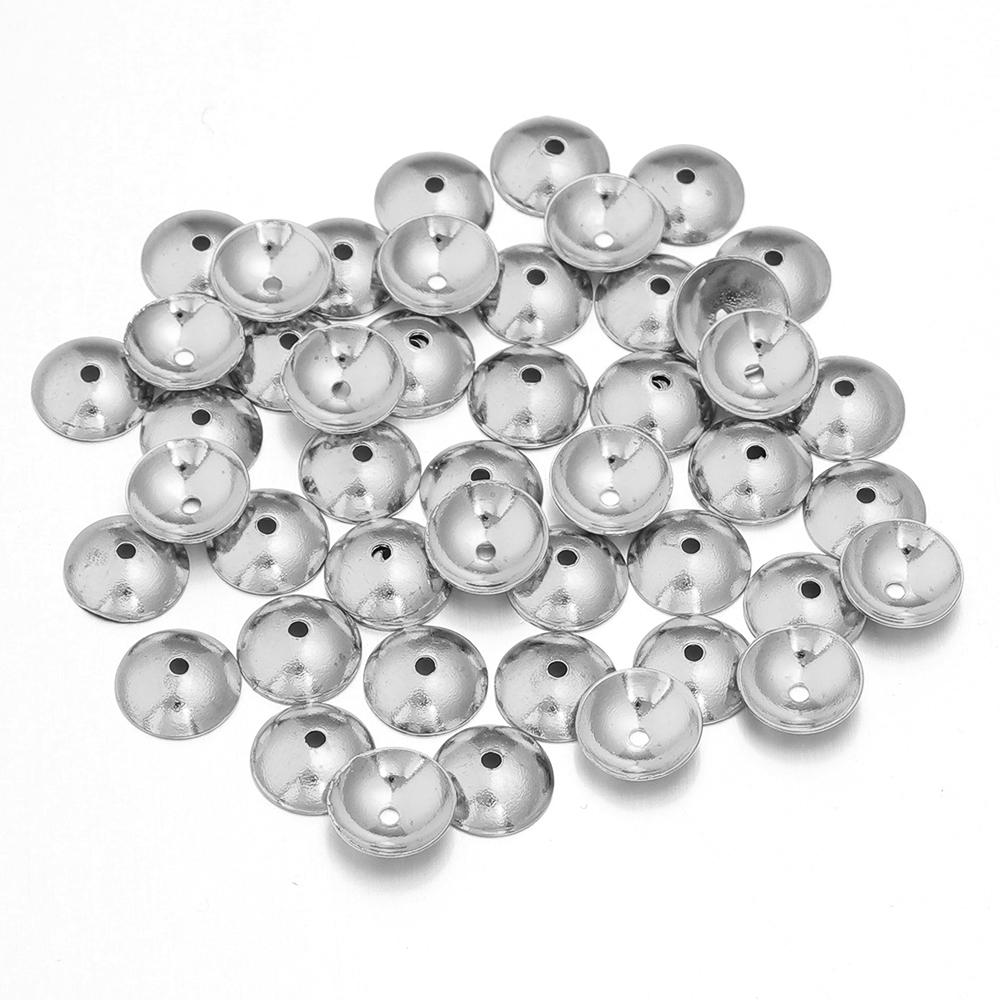 50-100pcs/lot 3 4 5 6 8mm Stainless Steel Round Bead Caps Spacer Beads For Jewelry Making DIY Charms Bracelet Supplies Accessory