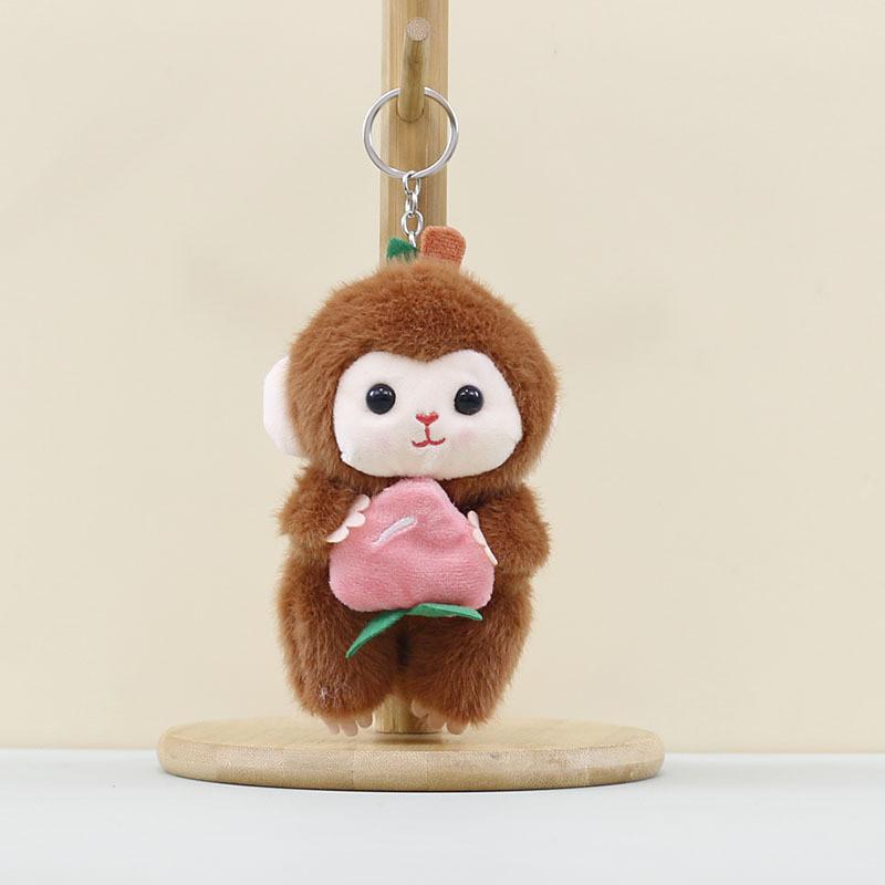 Adorable Plush Fruit Monkey Keychain Cute Cartoon Monkey Doll Accessory For Bags