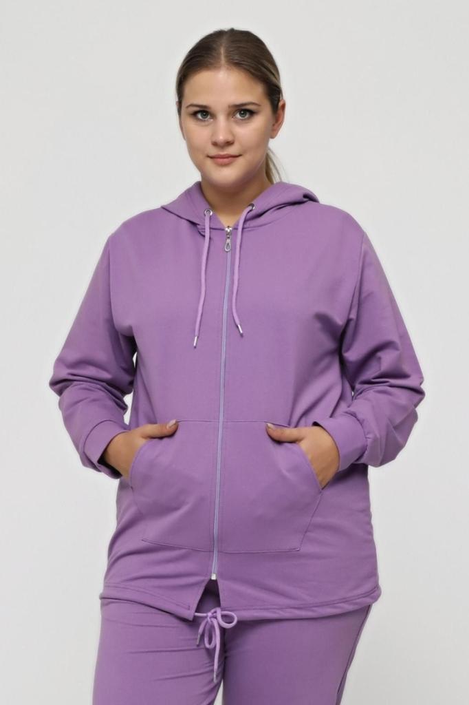 Женский стиль, толстовка большого размера, большой размер, модель на молнии с капюшоном, 2 кармана, длинный зеленый Спортивный и повседневный свитшот зеленого цвета