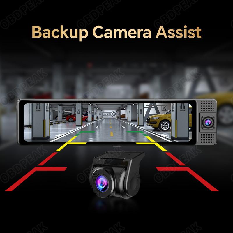 H330 11.26" Rearview Mirror 3 Cameras Front Inside Rear 4K+1080P+1080P Dash Cam Infrared Night Vision WIFI GPS Video Recorder