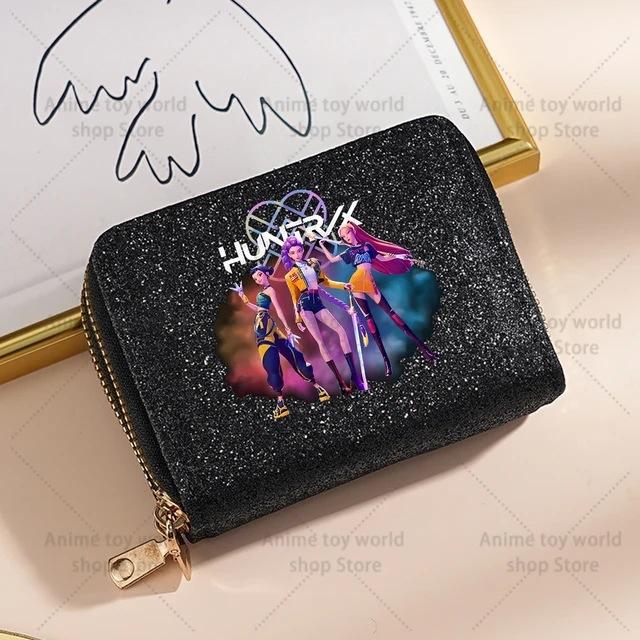 Kpop Demon Hunter Wallet Women Sequined Sparkly Coin Purse Fashionable Small Clutch Card Holder for Ladies