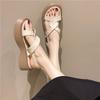 2025 New French Retro One-word Buckle with Beach Flat-soled Sandals Women's Summer Thick-soled Heightening Fashion Roman Shoes