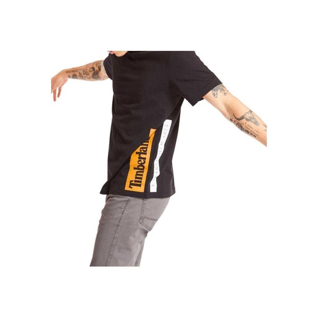 Timberland SS20 Персонализированная вертикальная футболка с коротким рукавом и принтом в виде блоков, мужские топы, черные A22REP56