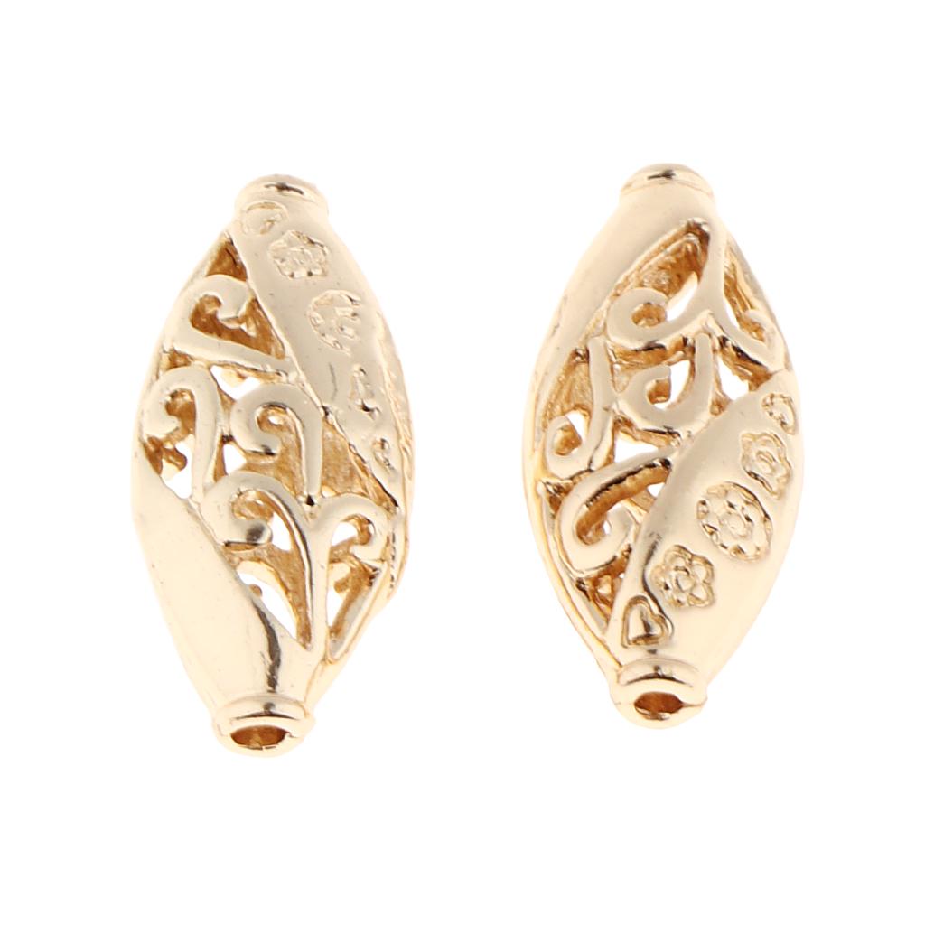 2x полые филигранные распорные бусины с покрытием, свободные бусины для ювелирных изделий 17X10MM