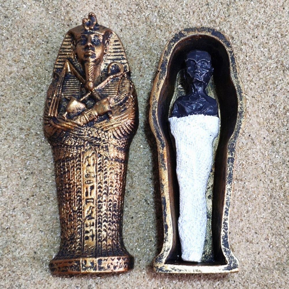 Mini Sarcophagus Prop Mummy Pharaoh Model Pharaoh Statue Miniature Figurine Home Decoration