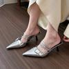 Pointed Toe High Heels Slippers Women Mules Shoes Summer Sandals Woman Flip Flops 2025 Elegant Dress Slides Party Pumps Mujer