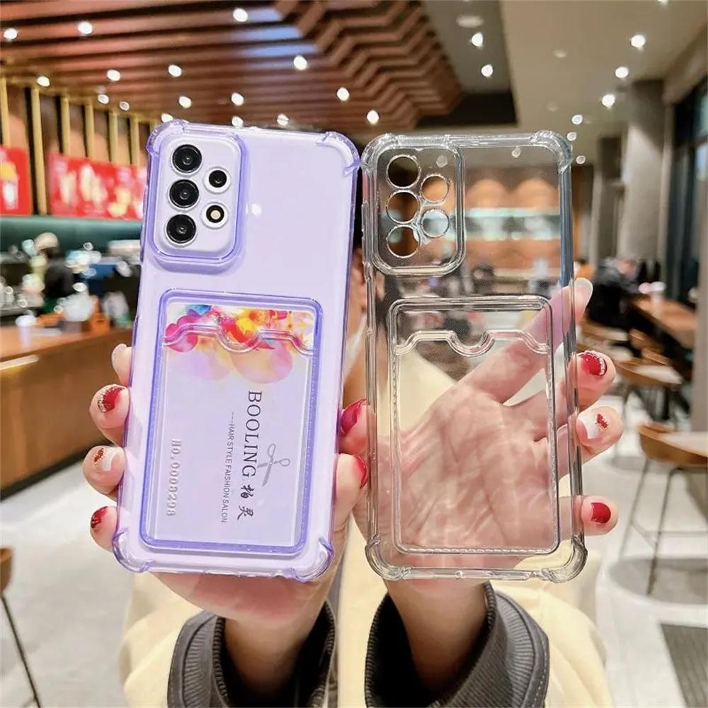 Чехол-кошелек с карманами для карт для Samsung Galaxy S25 S24 S23 S22 S21 Ultra Plus FE A54 A53 A13 A14 A52 A34 A32 A72 5G Прозрачная накладка Funda