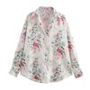 2025 Spring Women's Versatile Printed Silk Satin Lapel Shirt