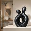 Minimalist Art Statue for Bedroom Nightstand Abstract Couple Statue, Gold Resin Figurine Home Decor, Modern Table Embracing Romantic Atmosphere