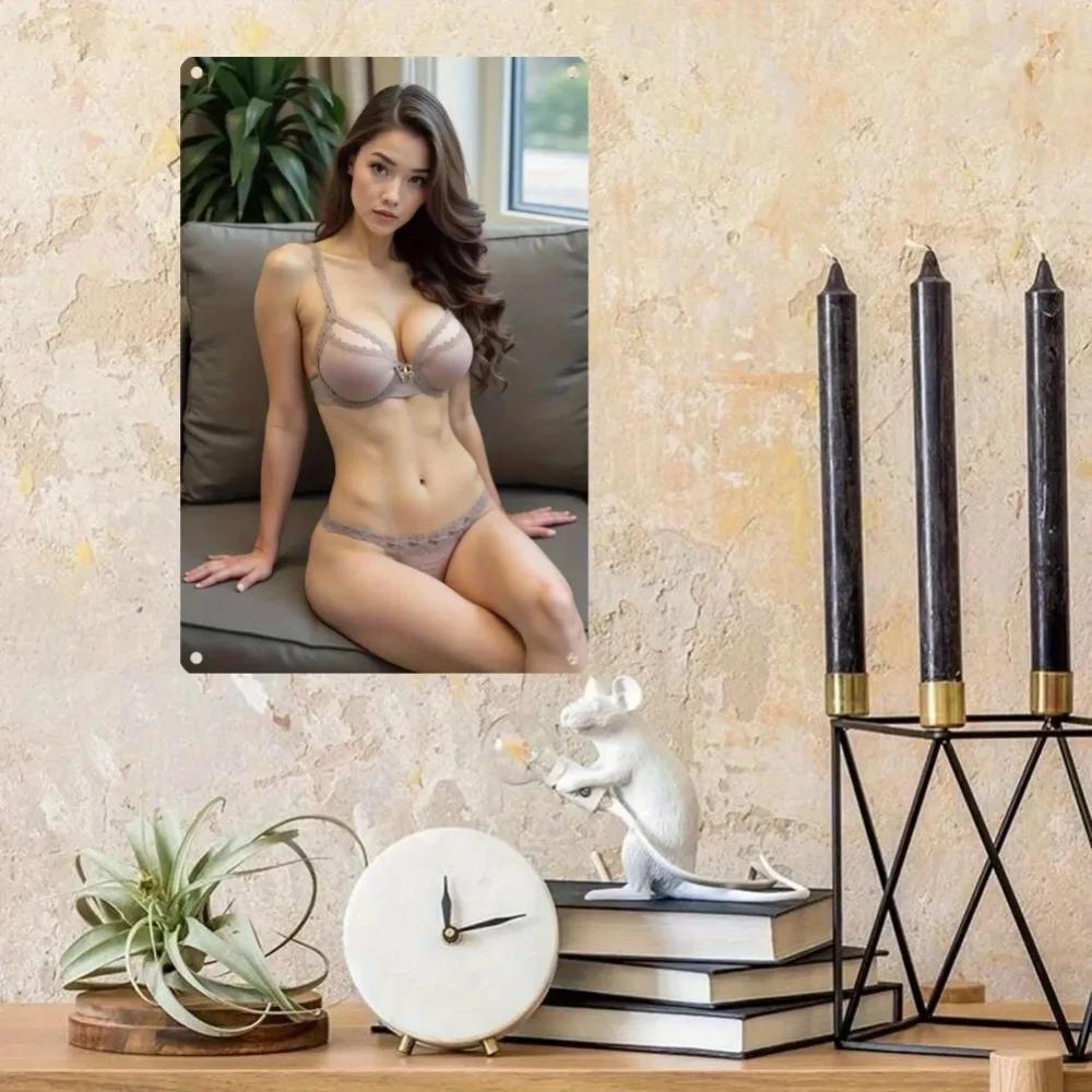 Бренд Винтажный Арт Деко Металлическая Жестяная Табличка 8x12 Дюймов - Сексуальная Леди Деталь Ткани Прочный Железный Настенный Декор для Гостиной Спальни Дома
