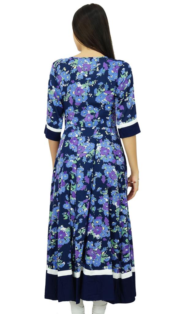 Bimba Эксклюзивная 2-х предметная печатная курти длинная курта индийская одежда бохо шик