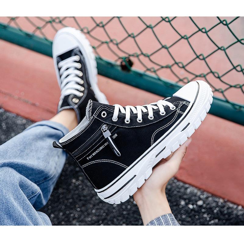 Fashion Versatile Men's High Top Canvas Shoes Breathable Comfortable Sneakers Casual Shoes Walking Shoes Hip Hop Sneakers for Teens