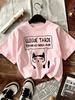 TXCartoon Trendy Kawaii Cat Print T-shirt Women's Summer Round Neck Cute Cat Y2K Graphic Tee Summer Casual Woman Clothing