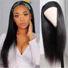 Synthetic Women's Headband Wig Black Long Straight Hair Natural Soft Daily Scarf Wigs for Women Heat Resistant Fiber