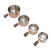 4pcs Stainless Steel Measuring Cup Stackable Condiment Cups Dipping Sauce Cups with Short Wooden Handle for Coffee