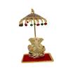 Metal Umbrella Chhatra with Hanging Crystals for God Idol, Car Dashboard/Office Desk/Table/Home Decor Showpiece, Chatri Aasan