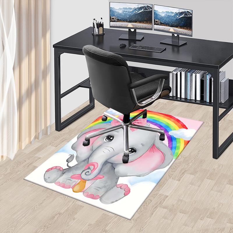 1pc Rainbow Elephant Chair Mat, Non-Slip Carpet for Office Chairs, Festive Gift, Suitable for All Seasons, Decorative for Home and Office, Living Room