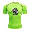 Men's Compression Workout T-Shirt, Ferocious Roaring Wolf Gr