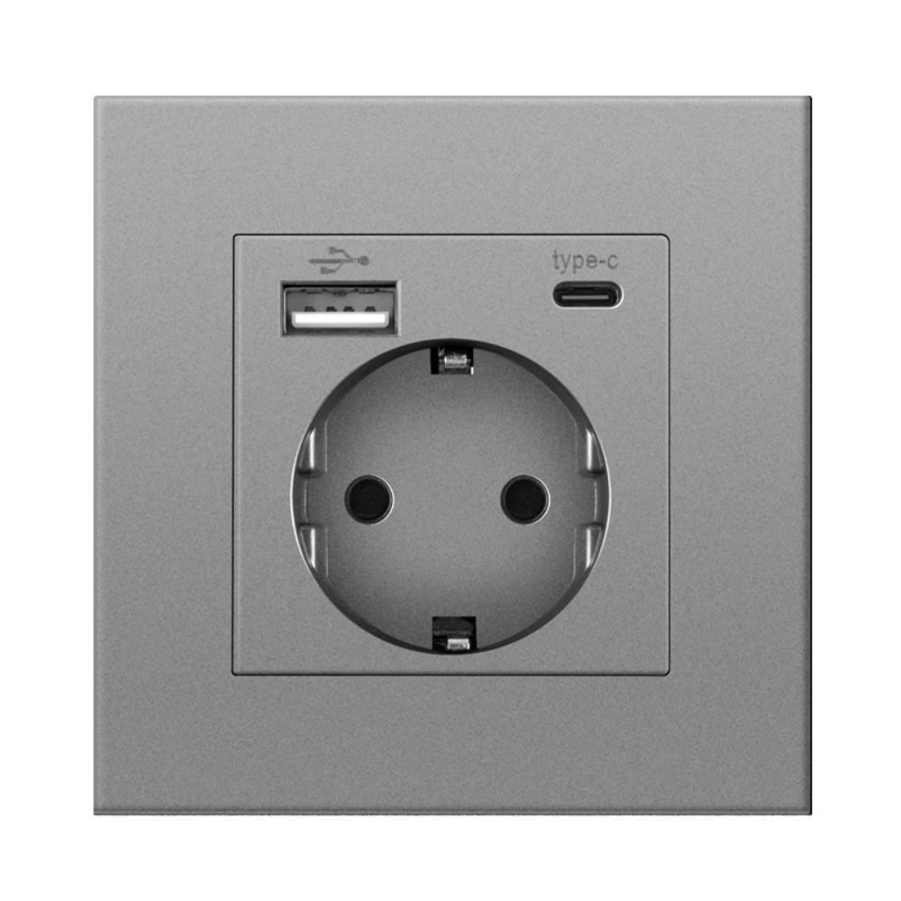 Быстрое зарядное устройство с европейской вилкой Пластиковая панель Порт для зарядки Доступен USB-разъем типа C Разъем питания