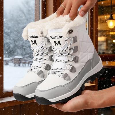 Женские зимние сапоги для снега, теплые, на подкладке из искусственного меха, нескользящие, для активного отдыха и походов, модная водонепроницаемая обувь для холодной погоды