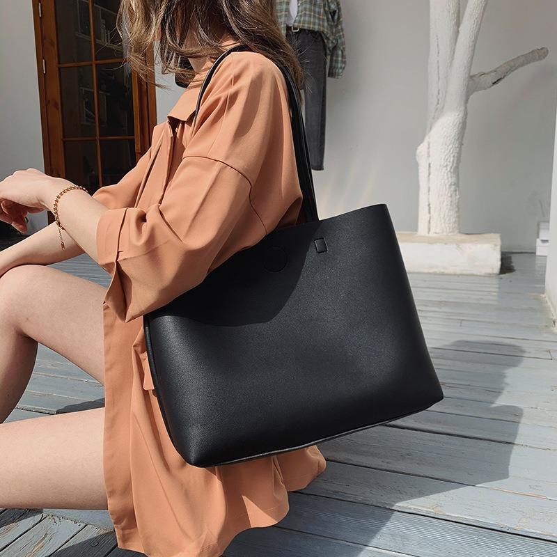 Женская сумка-тоут из искусственной кожи, вместительная, универсальная, сумка через плечо, простая сумка-мессенджер.