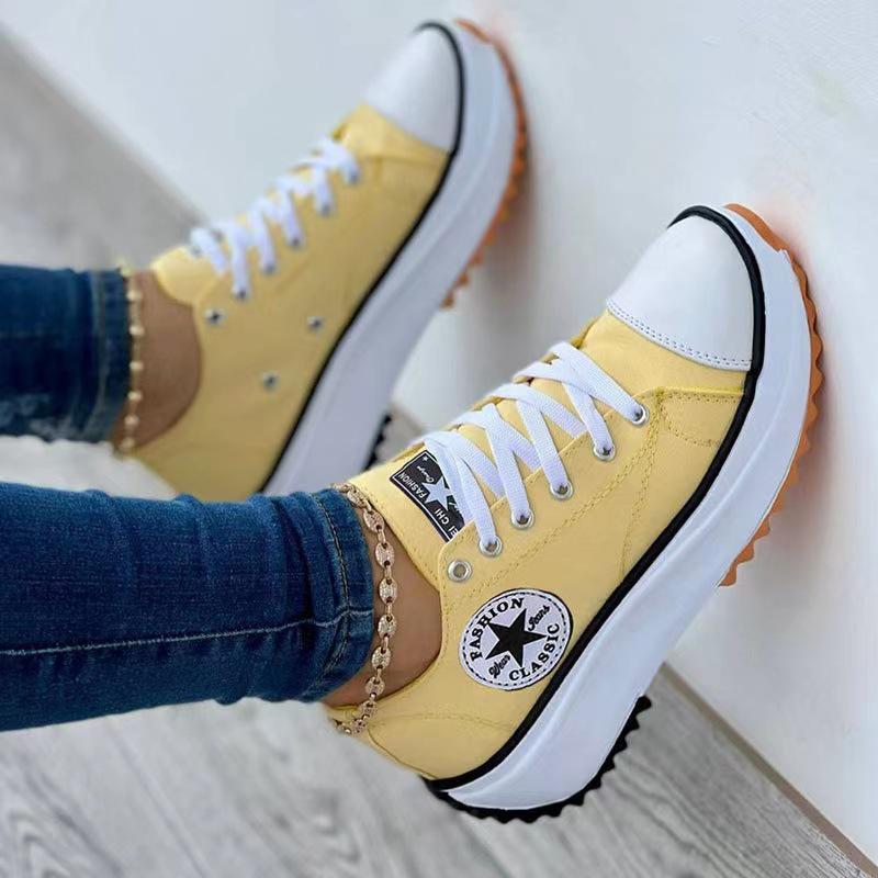 2022 Women's Korean Style High-Top Canvas Shoes: Breathable, Height-Increasing Spring & Autumn Casual Sneakers Sold Out In Large Quantities.