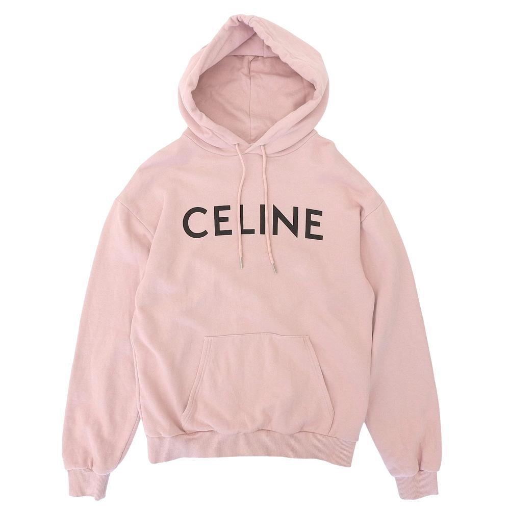 CELINE Men's Cotton Logo Pullover Hoodie, Pink, XS, 2Y321670Q tops XS pinkUsed