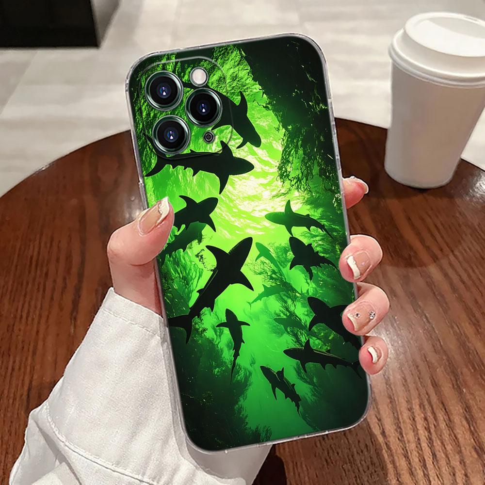 Ocean Whale Shark Animal Case For Apple iPhone 18 17 16 15 14 13 12 11 Pro Max 16 Plus 16E 17Air 17Pro Phone Cover Silicone Funda
