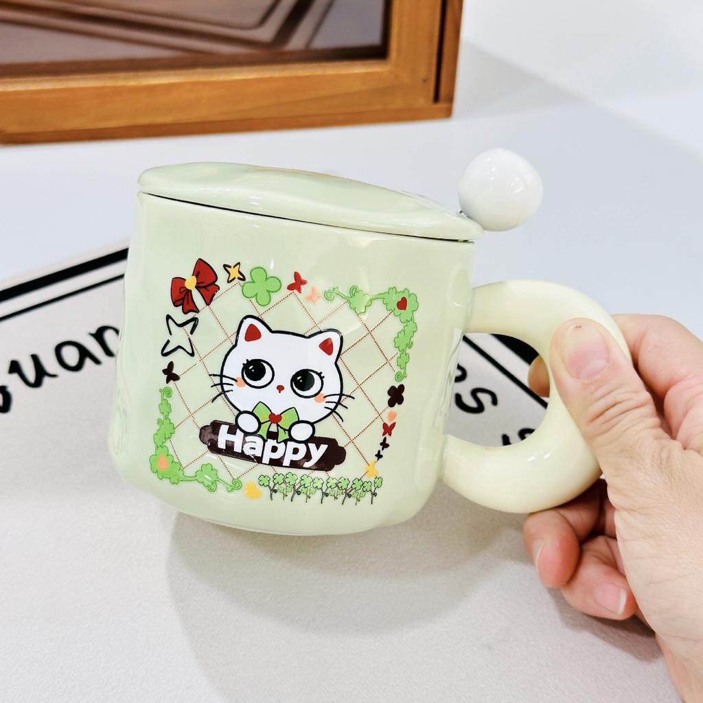 Couple with Lid Water Cup Hat Cute Creative Personality Ceramic Cup High Appearance Large Capacity Mug Set for Home Use