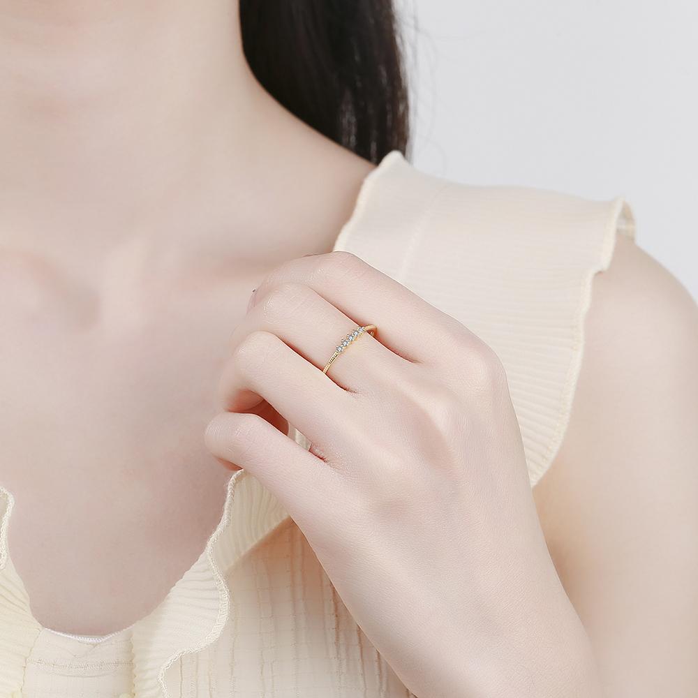 Simple Sterling Silver Women's Jewelry Single Row Diamond Couple Ring for Women Original S925 Sterling Silver Engagement Wedding Gift Jewelry