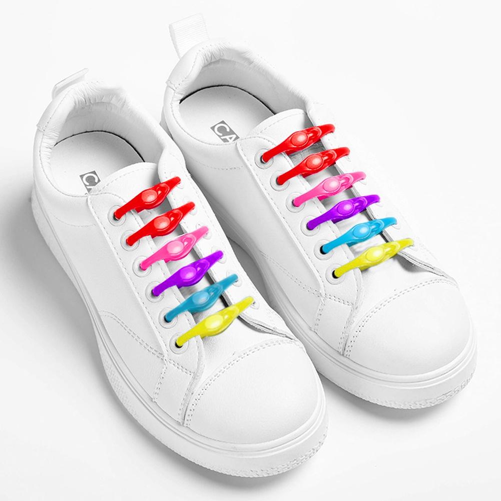 12pcs/Pack Lazy Silicone Shoelaces Round Elastic Shoe Laces Special No Tie Rubber For Sneakers Fit Strap It Is More Convenient To Save Your Time Seed