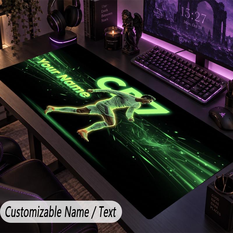 Large Mouse PadCristiano Ronaldo Custom Name Text Personalized Desk Mat Non Slip Gaming Pad