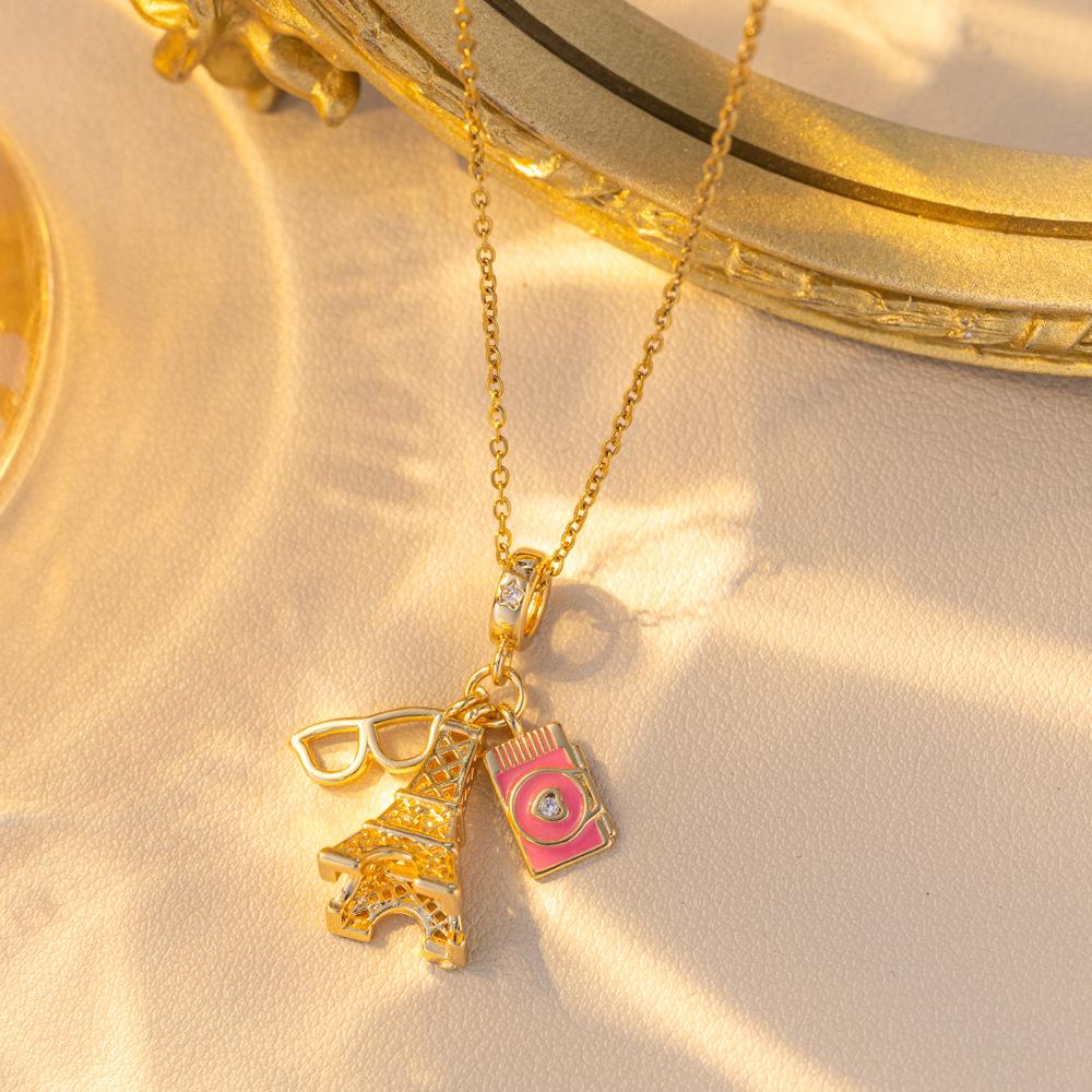 Holiday‑Vibe Airplane‑And‑Suitcase Personalized Women Necklace, Light‑Luxury Advanced‑Design Collarbone Chain