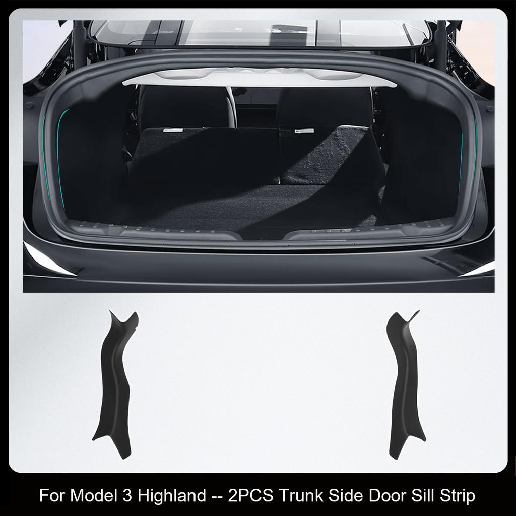 For Tesla Model 3 Highland 2024 Door Sill Strip Guard Mat Trunk Threshold Protector Side Anti-kick Pad Magic Hook Installation