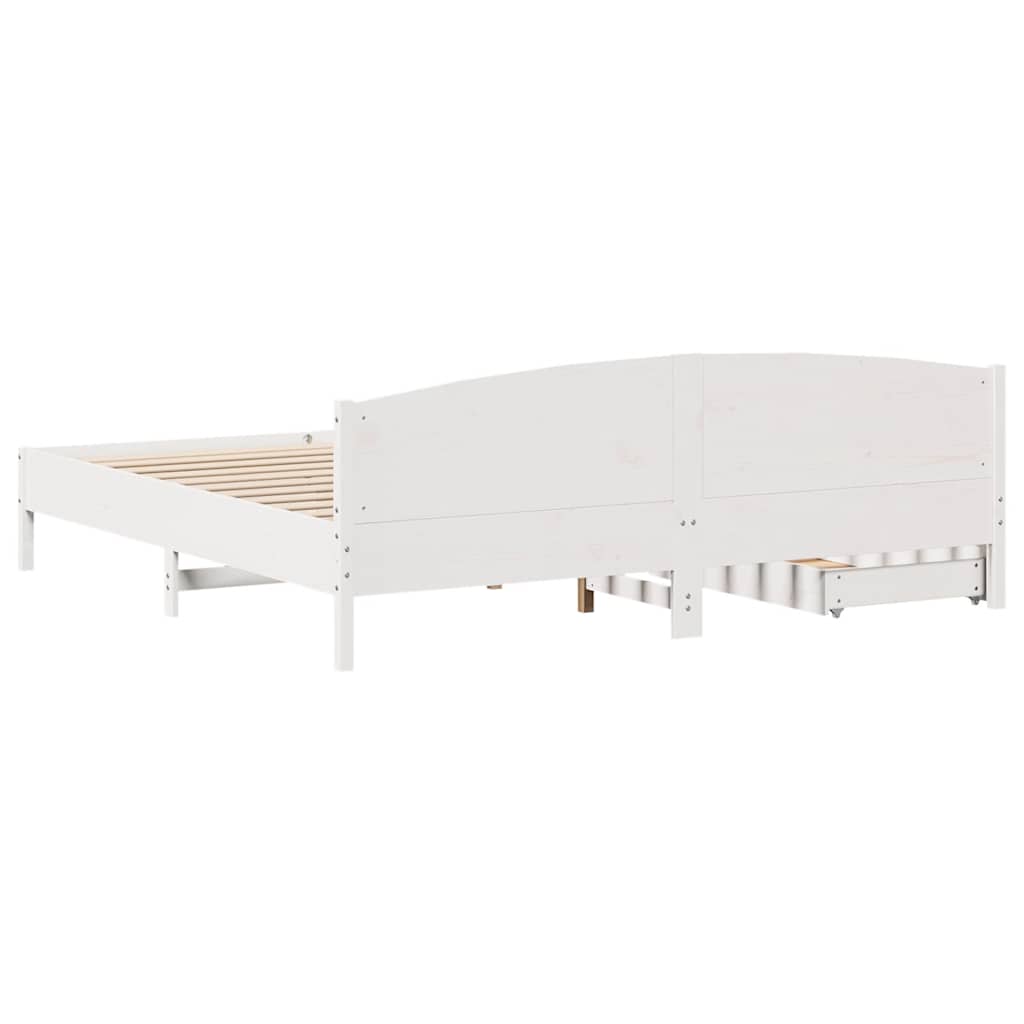 Vidaxl Rama Łóżka Bez Materaca, Biała, 180X200 Cm, Lite Drewno Sosnowe